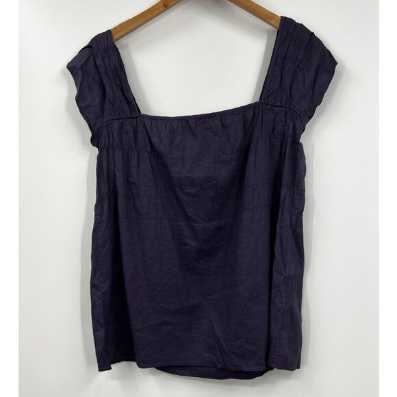 Theory Shirt Womens Tank Top Purple Peplum Angie Linen Lightweight Medium - Picture 5 of 7